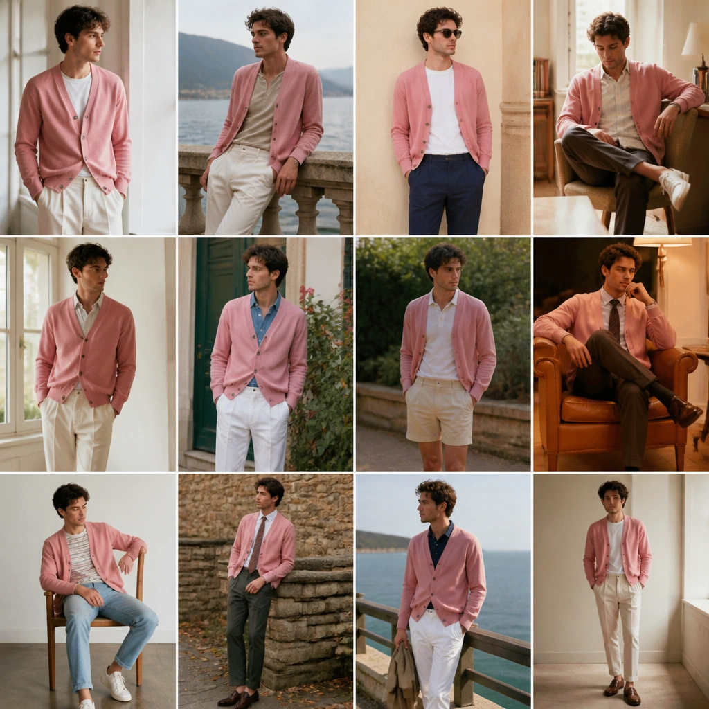 12 Pink Cardigan Outfit Ideas for Men