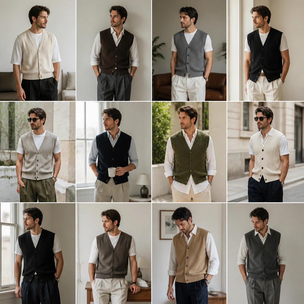 12 Sleeveless Cardigan Outfit Ideas for Men