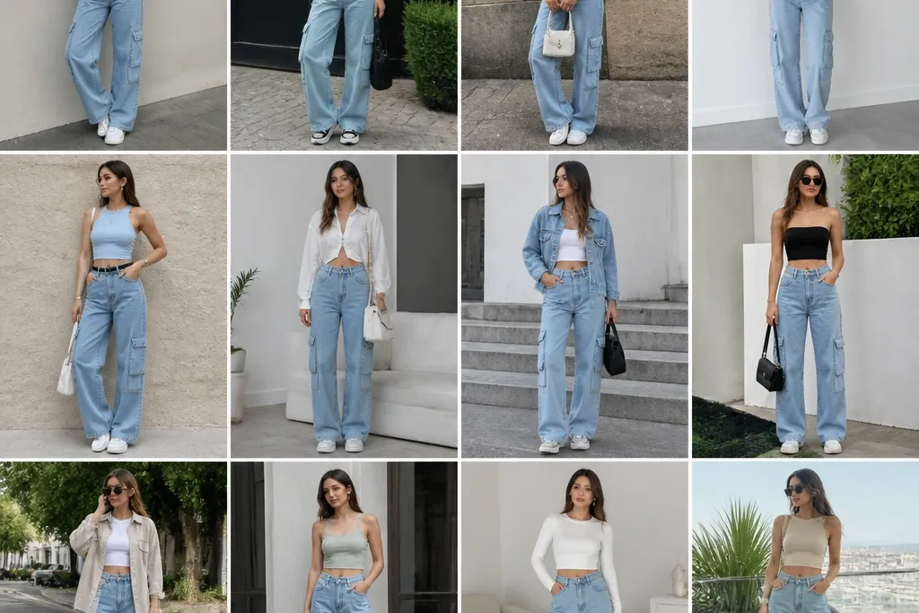 12 Quick & Easy Light Blue Cargo Jeans Outfits