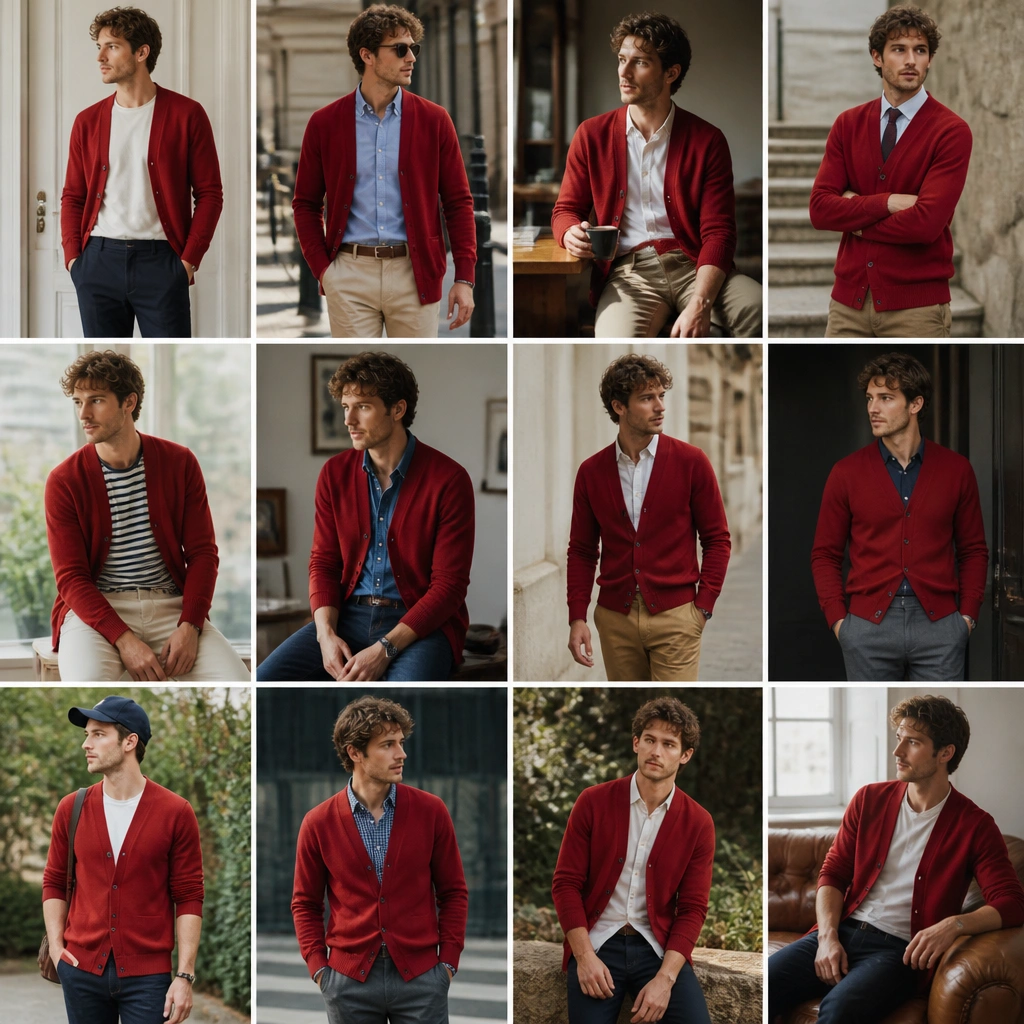 12 Red Cardigan Outfit Ideas for Men
