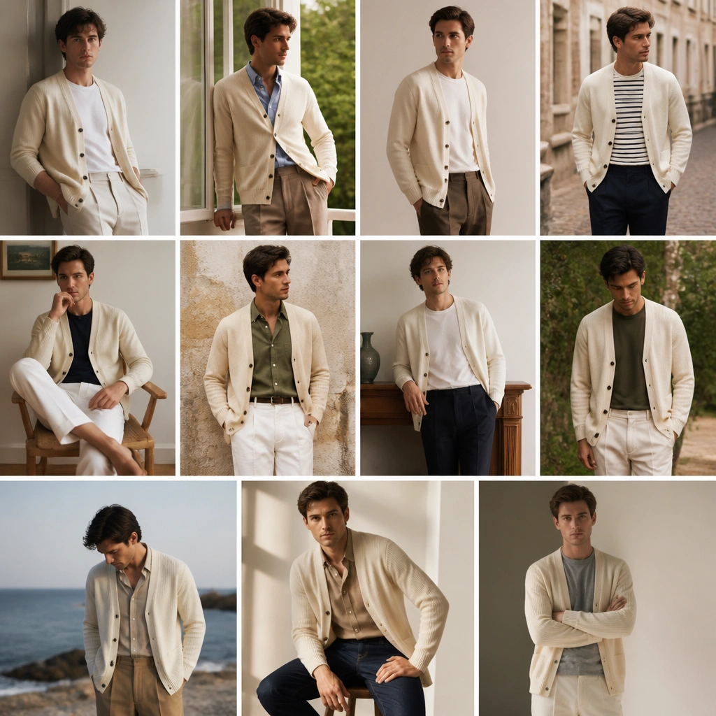 11 Cream Cardigan Outfit Ideas for Men