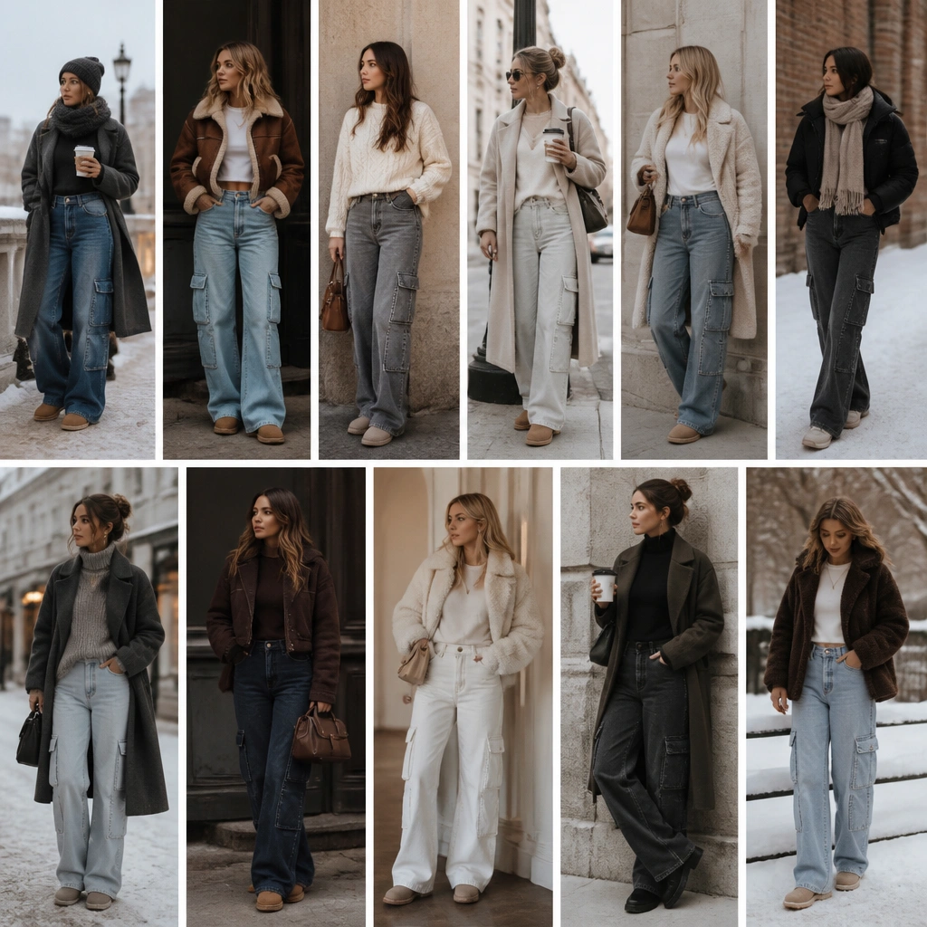 11 Cozy Winter Cargo Jeans Outfits