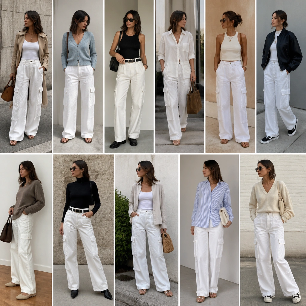 11 Year-Round White Cargo Jeans Outfit Ideas