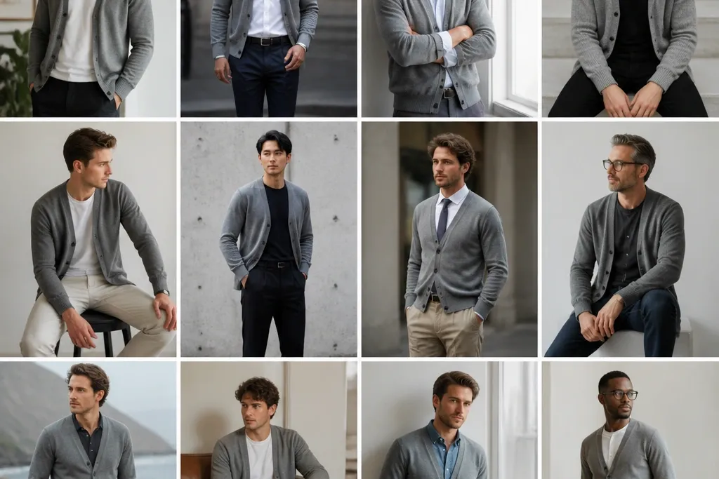 12 Gray Cardigan Outfit Ideas for Men
