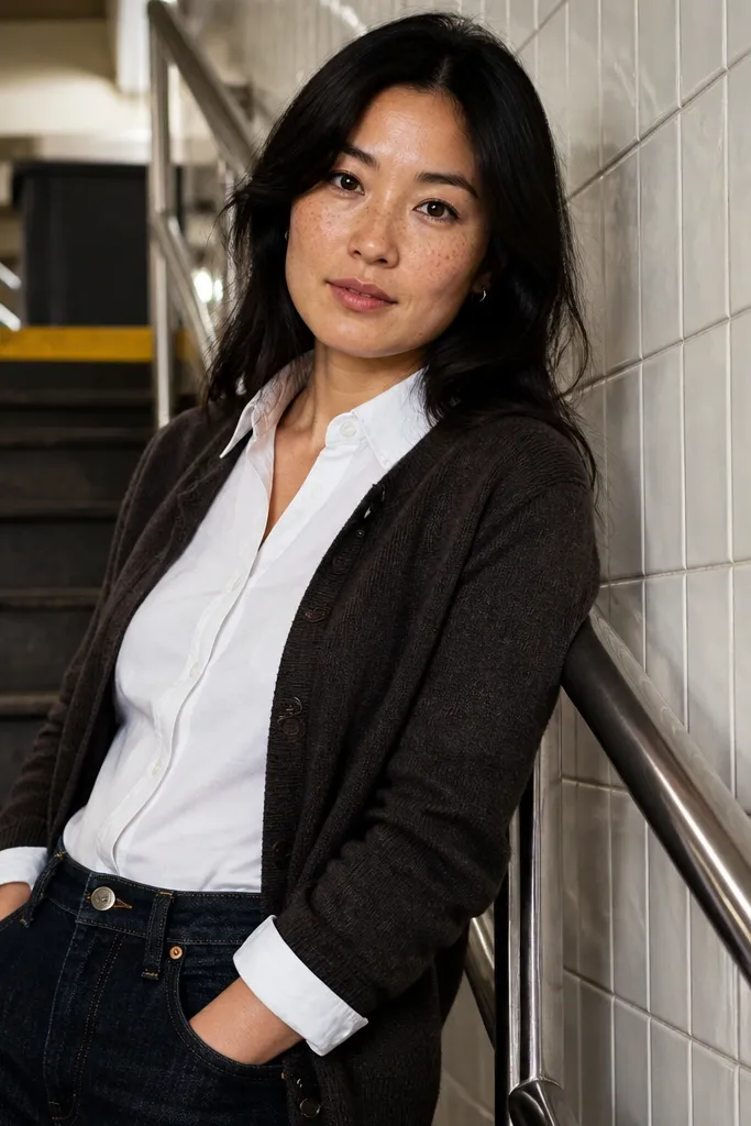 Charcoal cardigan over white shirt with dark wash jeans and black boots