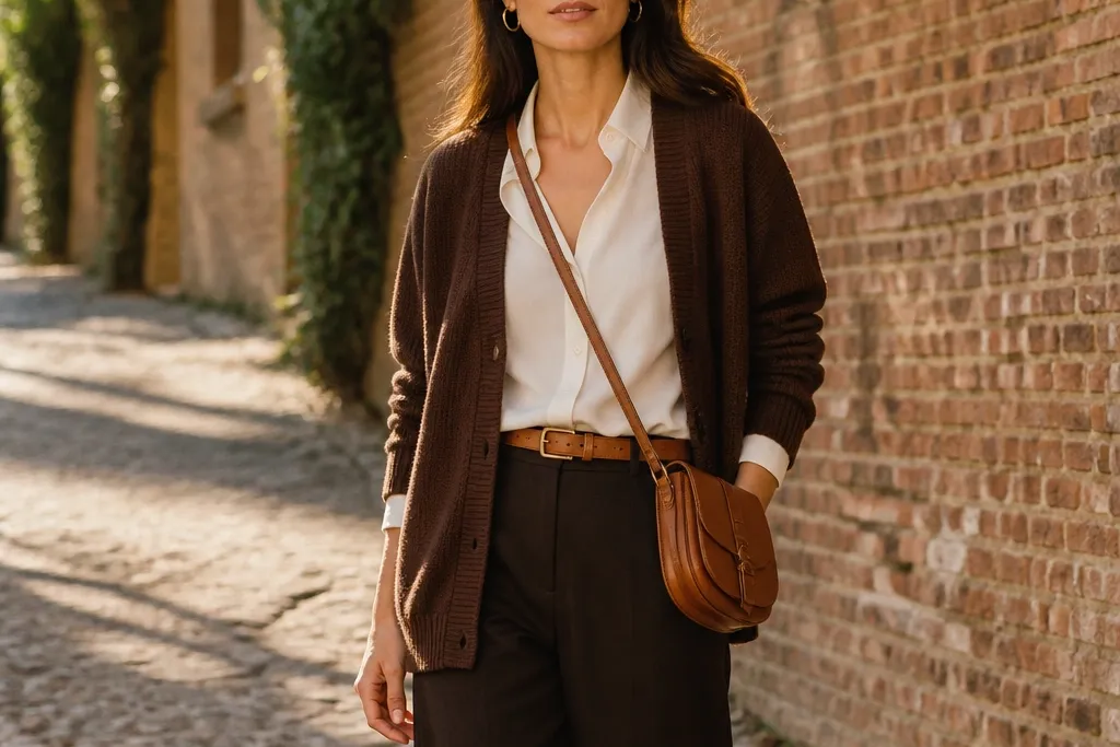 Aesthetic Brown Cardigan Outfit Ideas