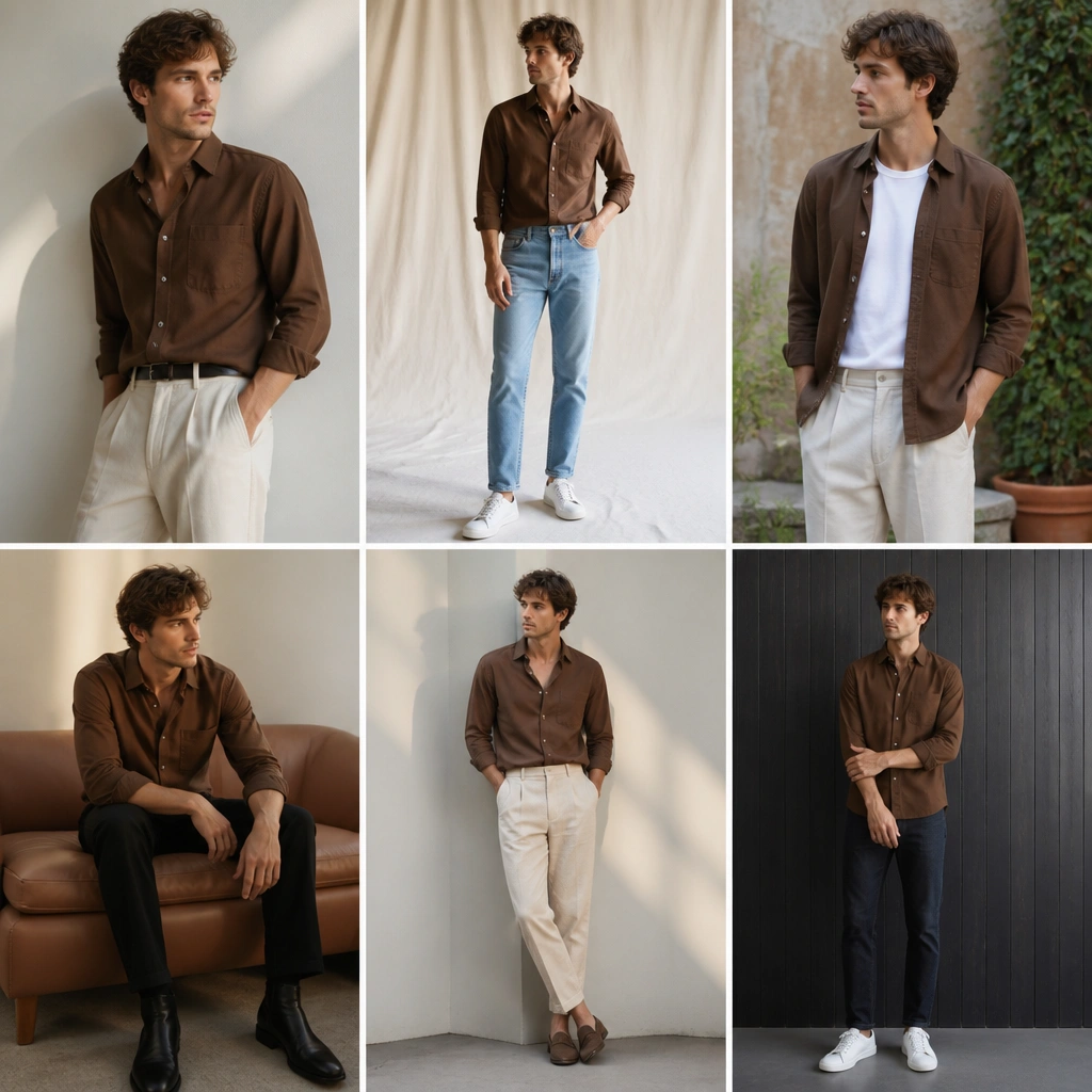 Affordable Brown Button-Up Shirt Outfit Ideas