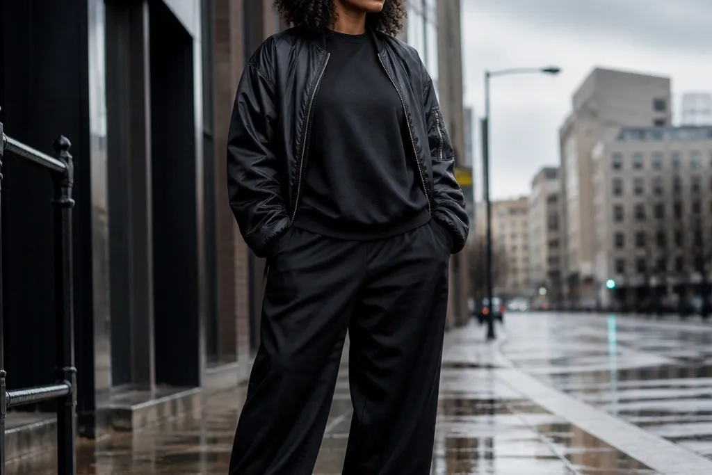 All black baggy clothes outfit for women