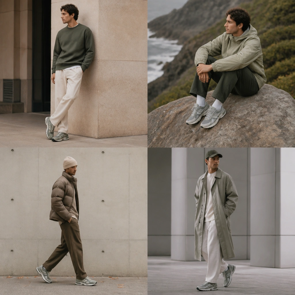 Seasonal evergreen ASICS Gel outfit ideas for men