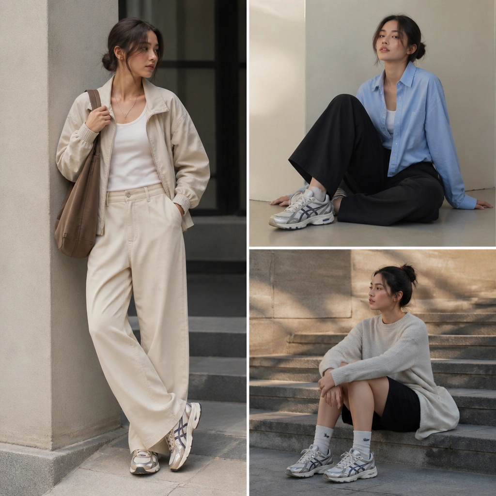 Affordable ASICS shoes outfit ideas for daily wear