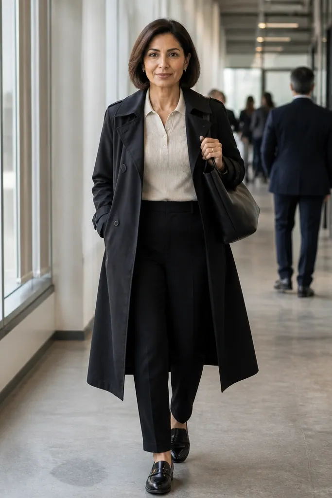 Black Trench Coat Outfit Men for Office
