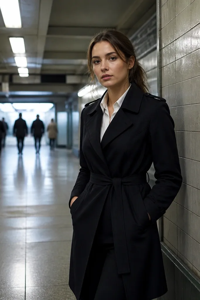 White button-down under black trench with cigarette pants and heeled boots