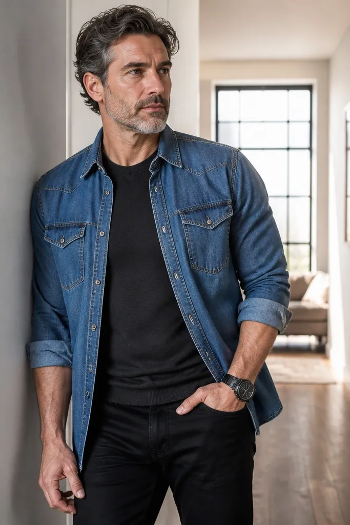 Blue Denim Top Outfit Ideas in Modern Minimalist Style