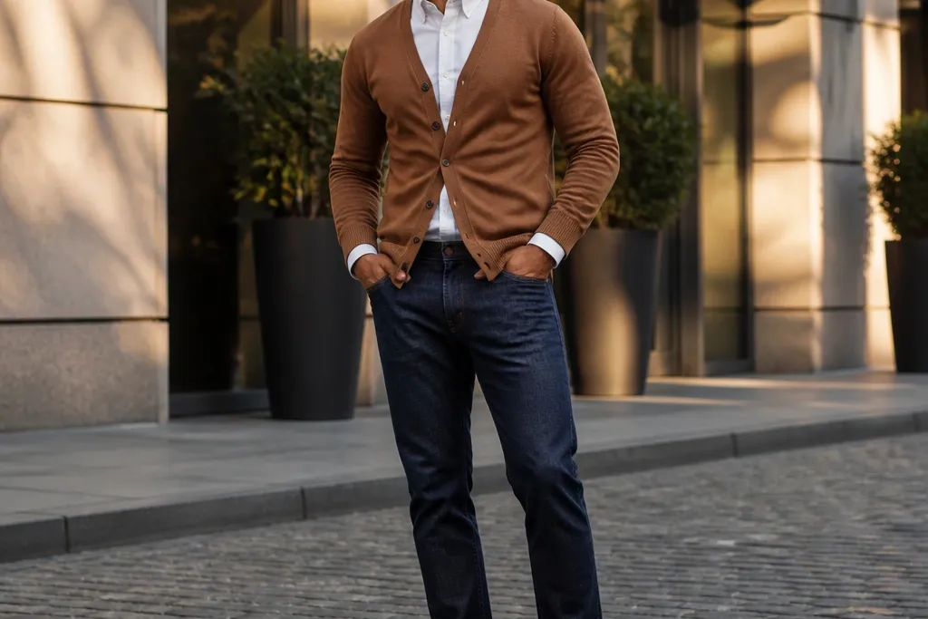 Brown Cardigan Outfit Men Will Actually Wear