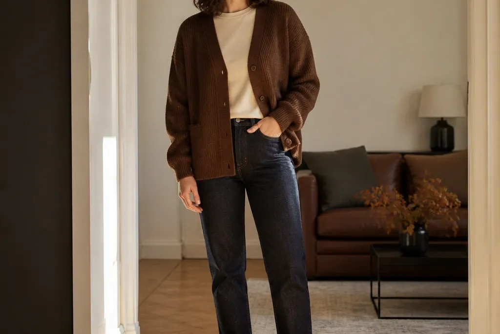 Brown Knit Cardigan Outfit Ideas That Look Cozy