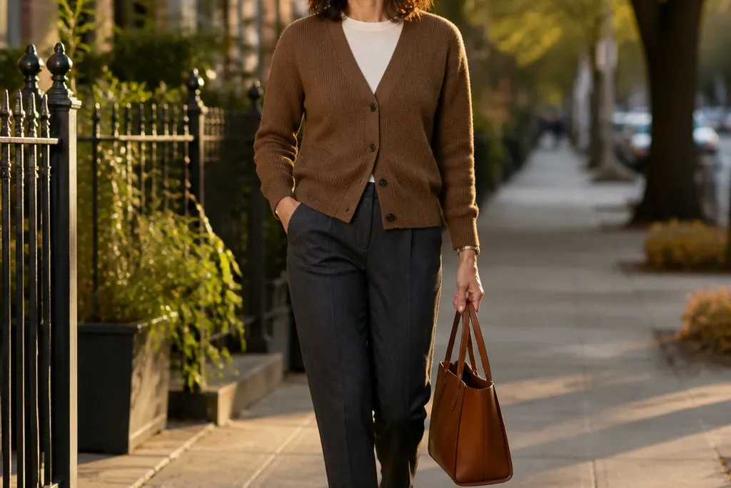 Brown Knitted Cardigan Outfit Ideas