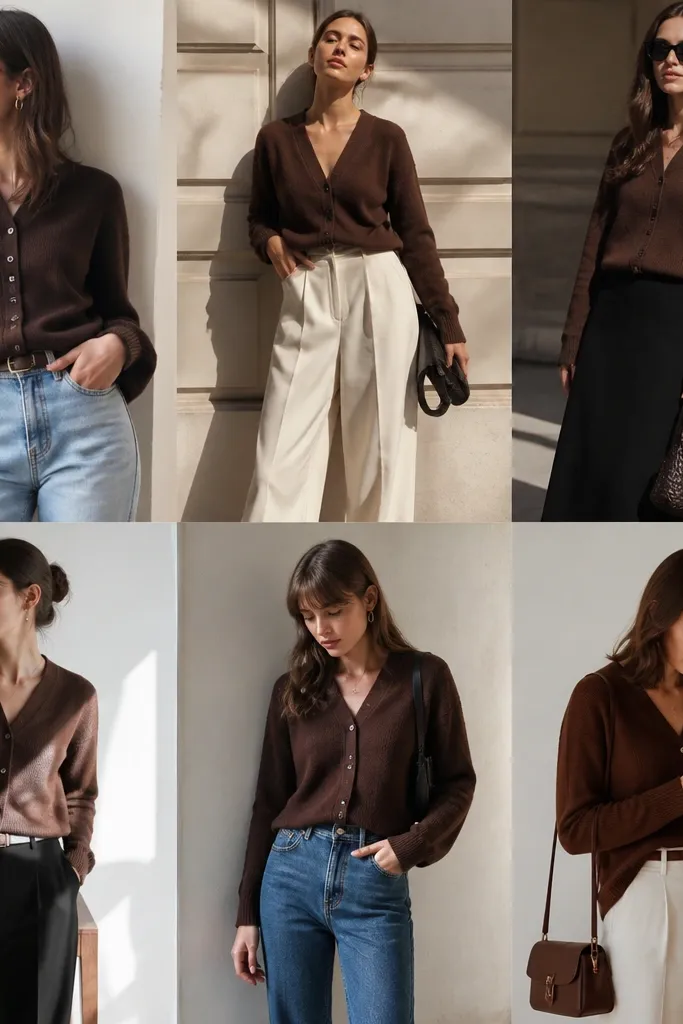 Chocolate Brown Cardigan Outfit Ideas