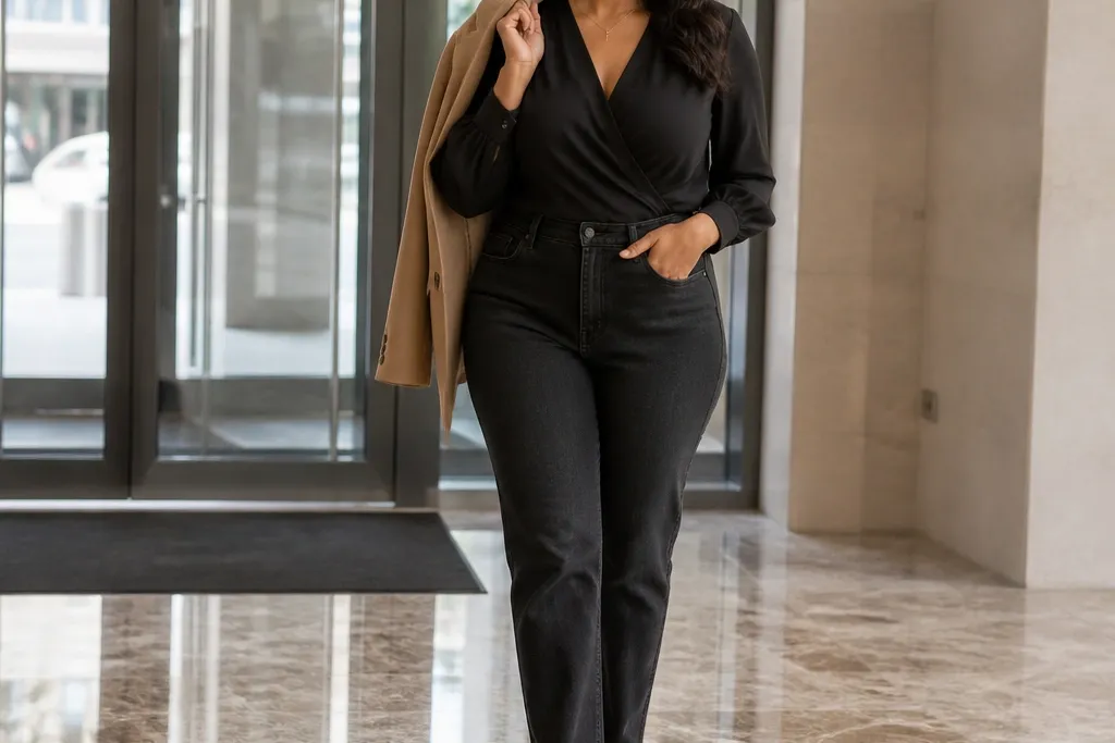 20 Curvy-Friendly Casual Office Outfits with Jeans for Women