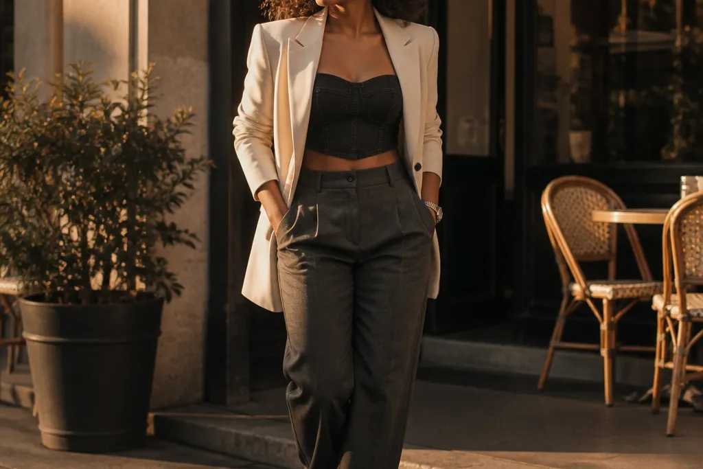 Denim Bandeau Top Outfit Ideas for Date Night