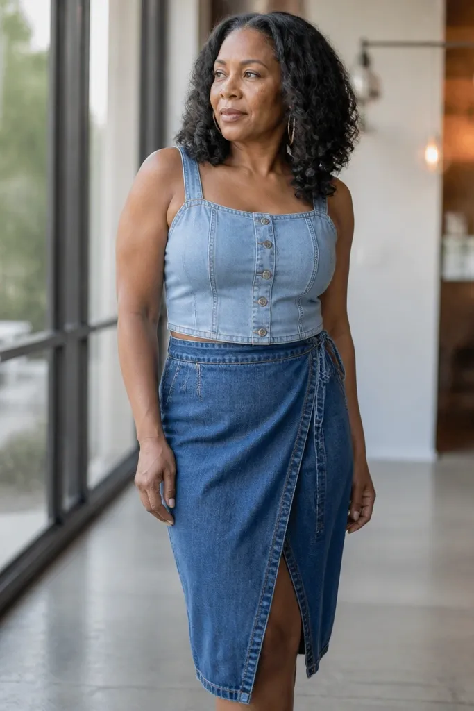Best Denim Wash Denim Top and Skirt Outfit Ideas