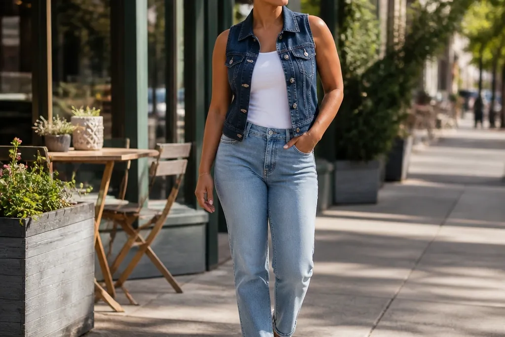Denim Vest Top Outfit Ideas Quick and Easy
