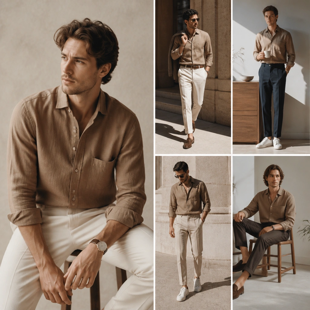 Effortlessly Sharp Light Brown Shirt Outfit Ideas for Men