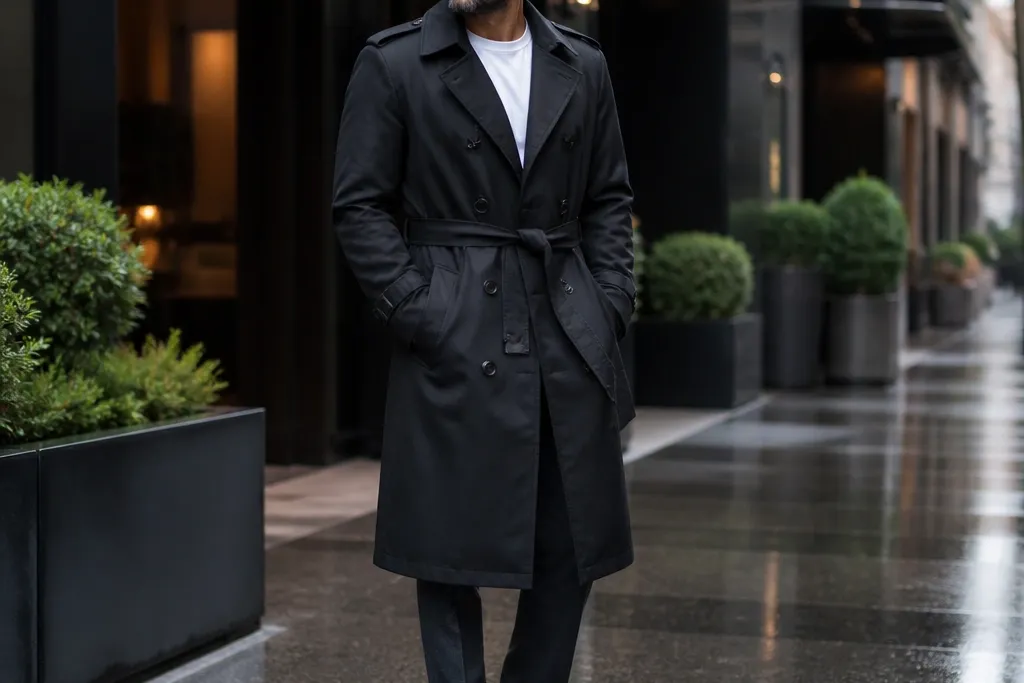 Long Black Trench Coat Outfit Ideas for Men