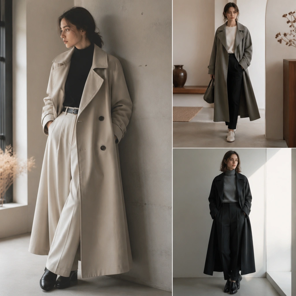 Small-Space Long Trench Coat Outfit Ideas