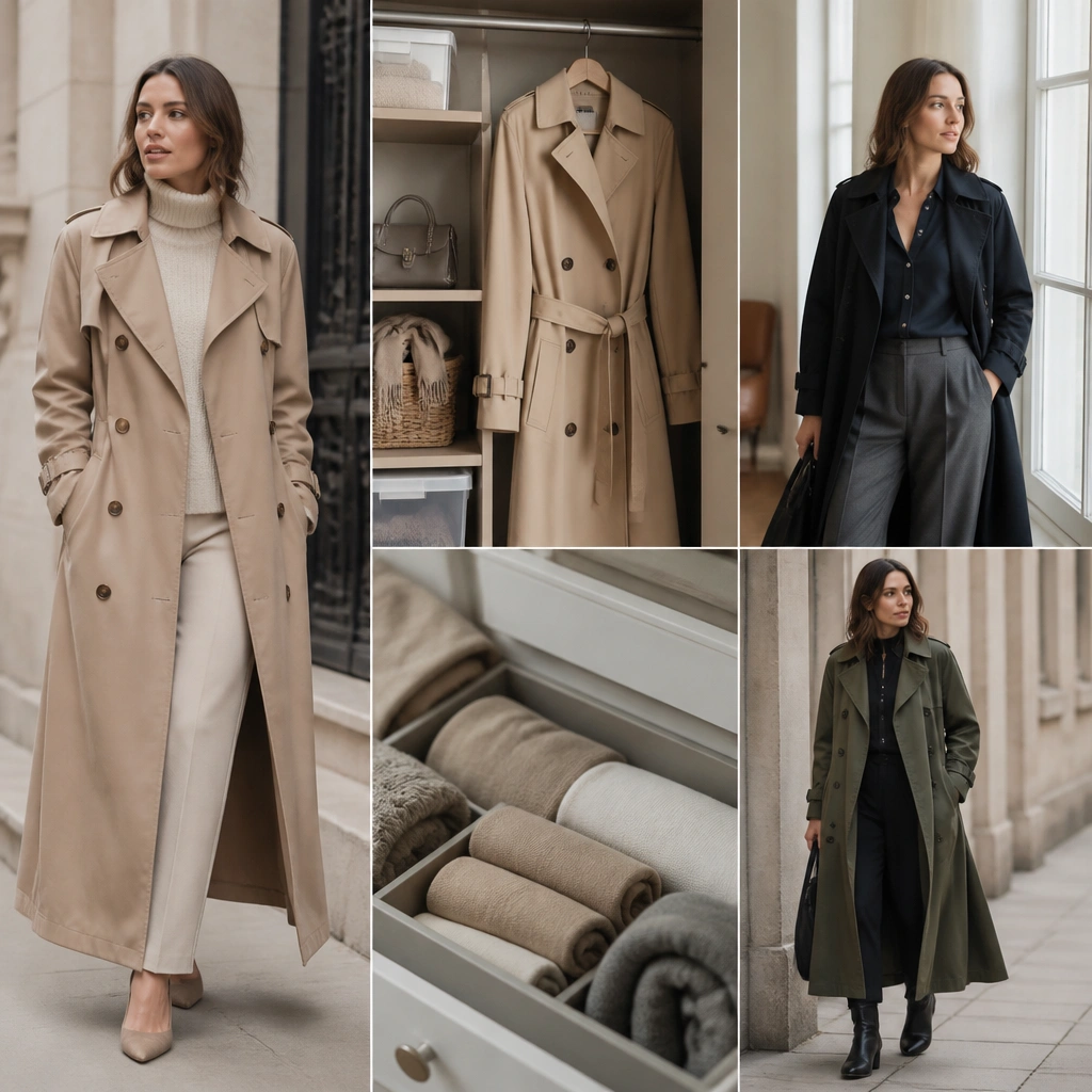 Long Trench Coat Outfits With Storage Tips