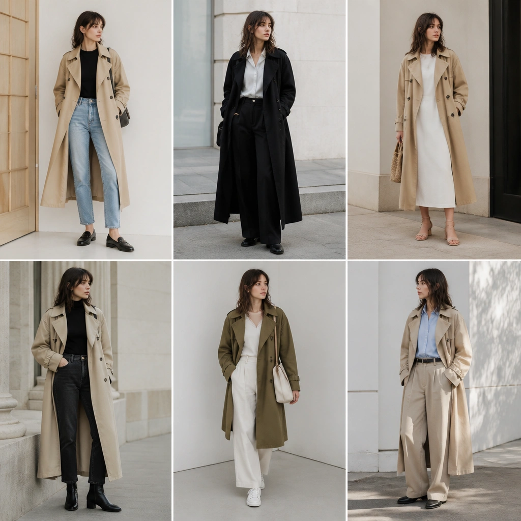 Year-Round Long Trench Coat Outfit Ideas