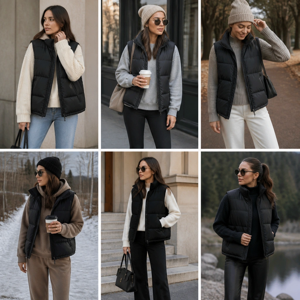 Low Maintenance Black Vest Winter Outfit Ideas