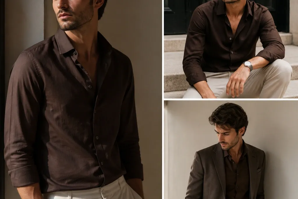 Modern Dark Brown Shirt Outfit Ideas for Men