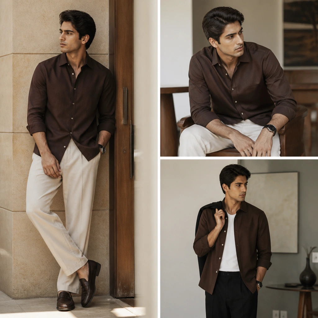 Modern Dark Brown Shirt Outfit Ideas for Men