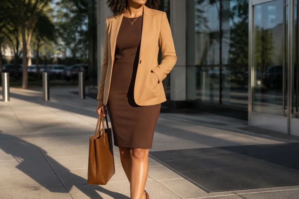 Office Brown Dress Outfit Ideas