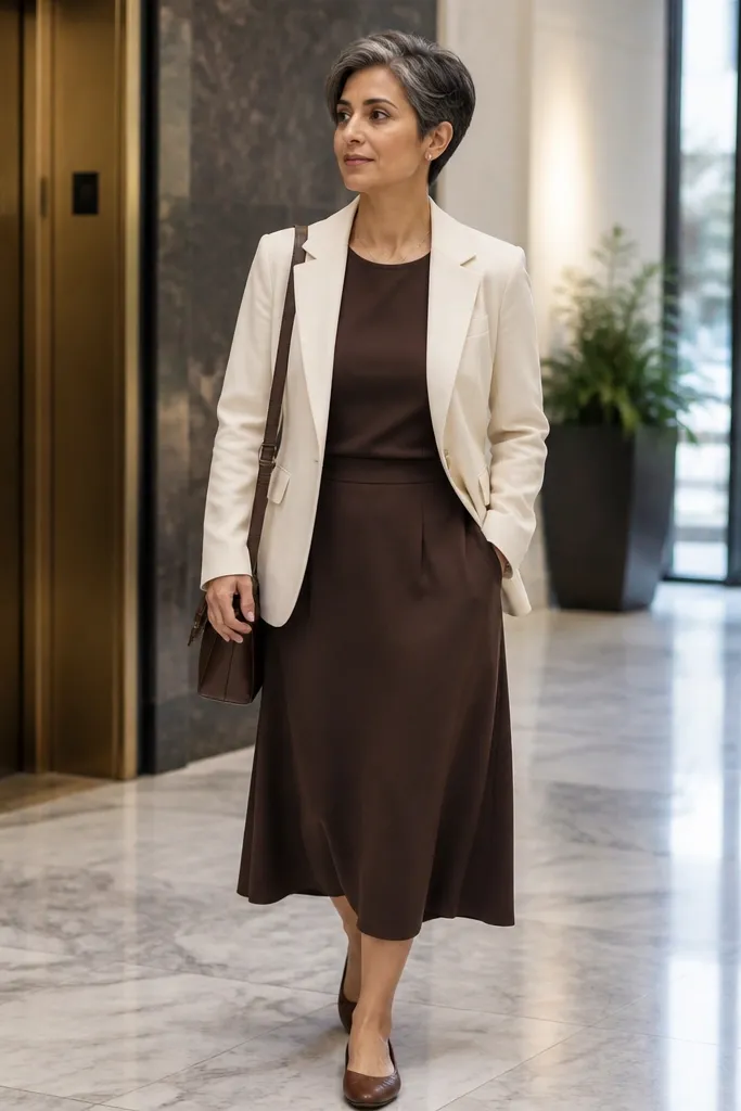 Office Brown Dress Outfit Ideas