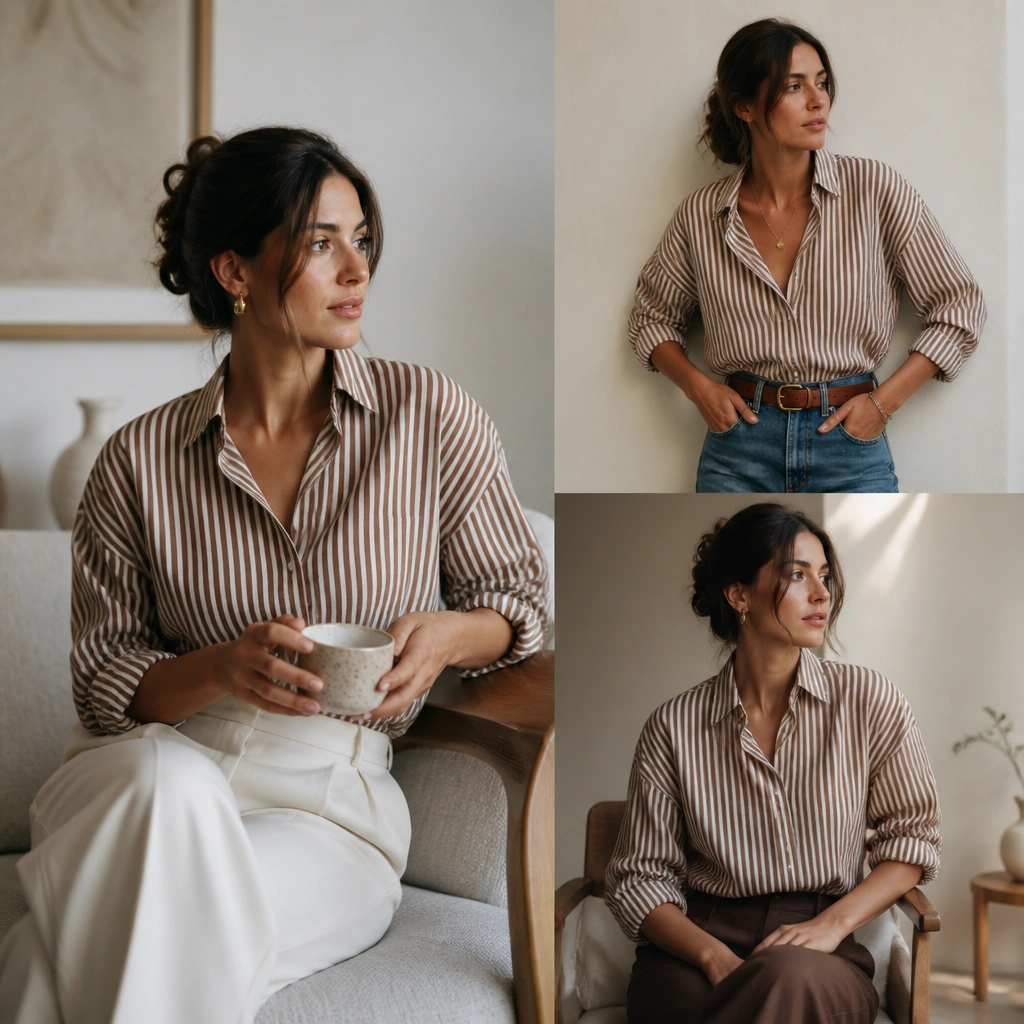 Timeless Brown Striped Shirt Outfit Ideas