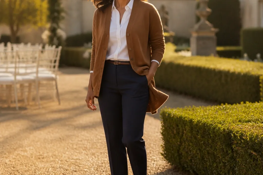 Wedding Brown Cardigan Outfit Ideas