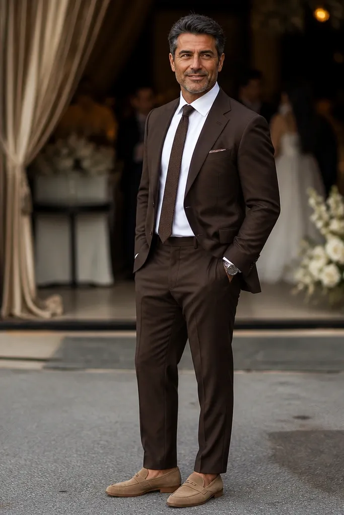 Wedding Brown Dress Outfit Ideas
