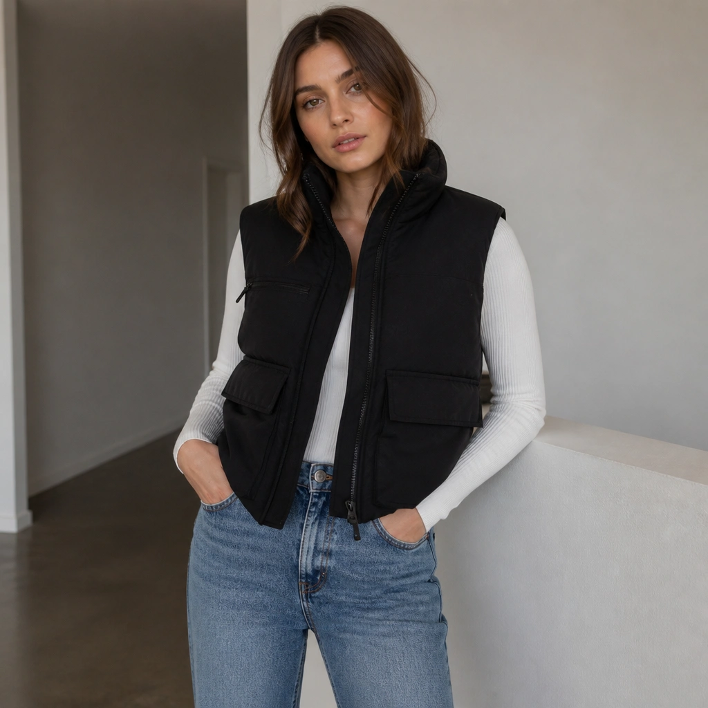 With Storage Black Vest and Jeans Outfit Ideas