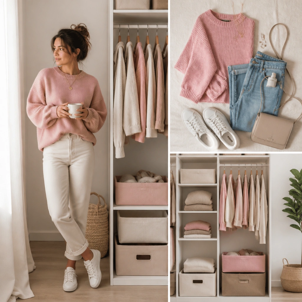 With Storage Pink Sweater Outfit Ideas (Easy + Organized)