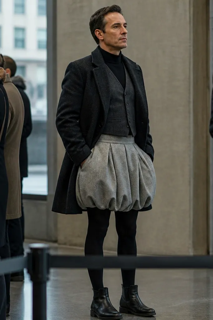 Workwear Bubble Skirt Outfit Winter Looks